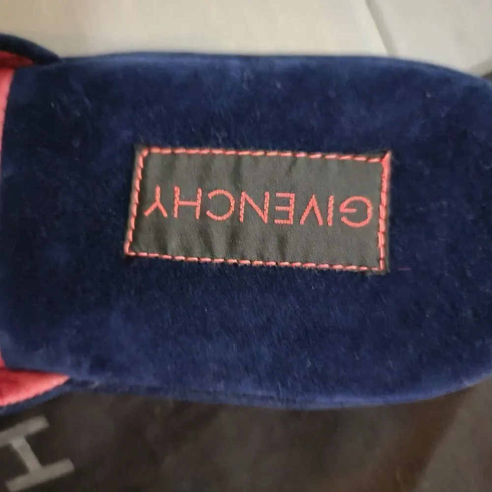 Givenchy Blue Velvet Slip On Closed Toe Flat Mule Clog Slippers size large